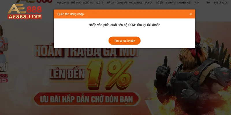 Đăng nhập AE888 2 Hướng dẫn cách xử lý khi quên tên đăng nhập